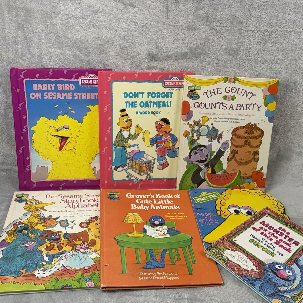Sesame Street Book Lot 7 Vintage‎ Grover Big Bird Count Muppets 1970s 80s